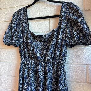 Streetwear Society Navy Floral Midi Dress